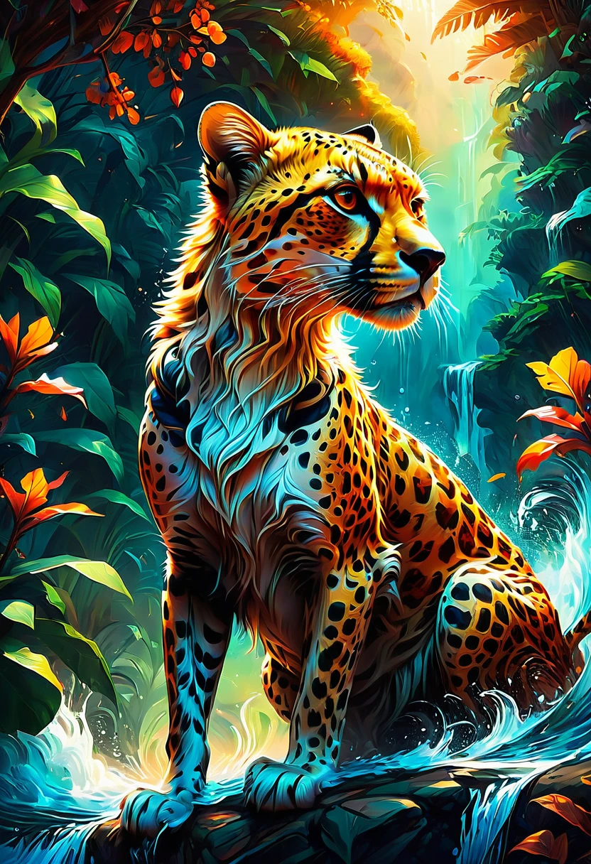 A Cheetah, by Cyril Rolando, best quality, masterpiece, very aesthetic, perfect composition, intricate details, ultra-detailed