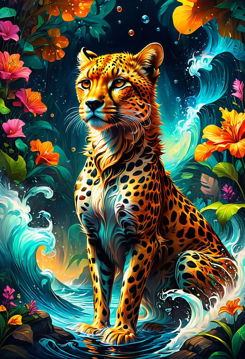 A Cheetah, by Cyril Rolando, best quality, masterpiece, very aesthetic, perfect composition, intricate details, ultra-detailed