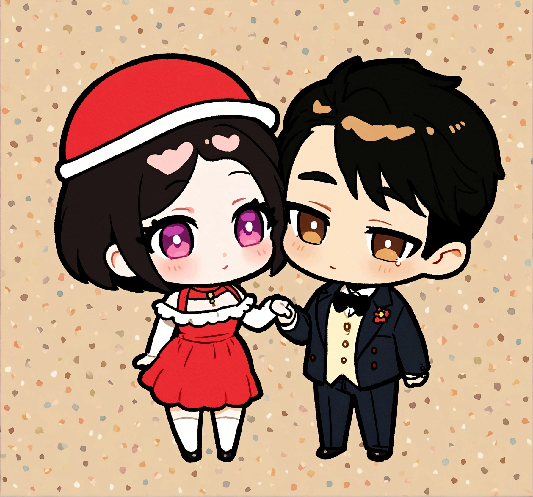 Chibi,couple,anime,the handsome boy nip his cute and jealous girl,