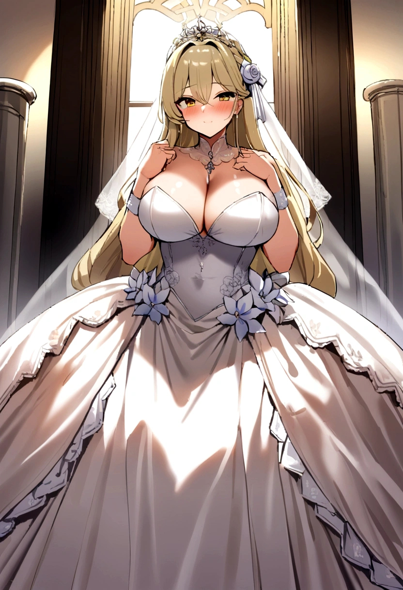 Obra maestra, mejor calidad, 1 A busty princess wearing a wedding dress 