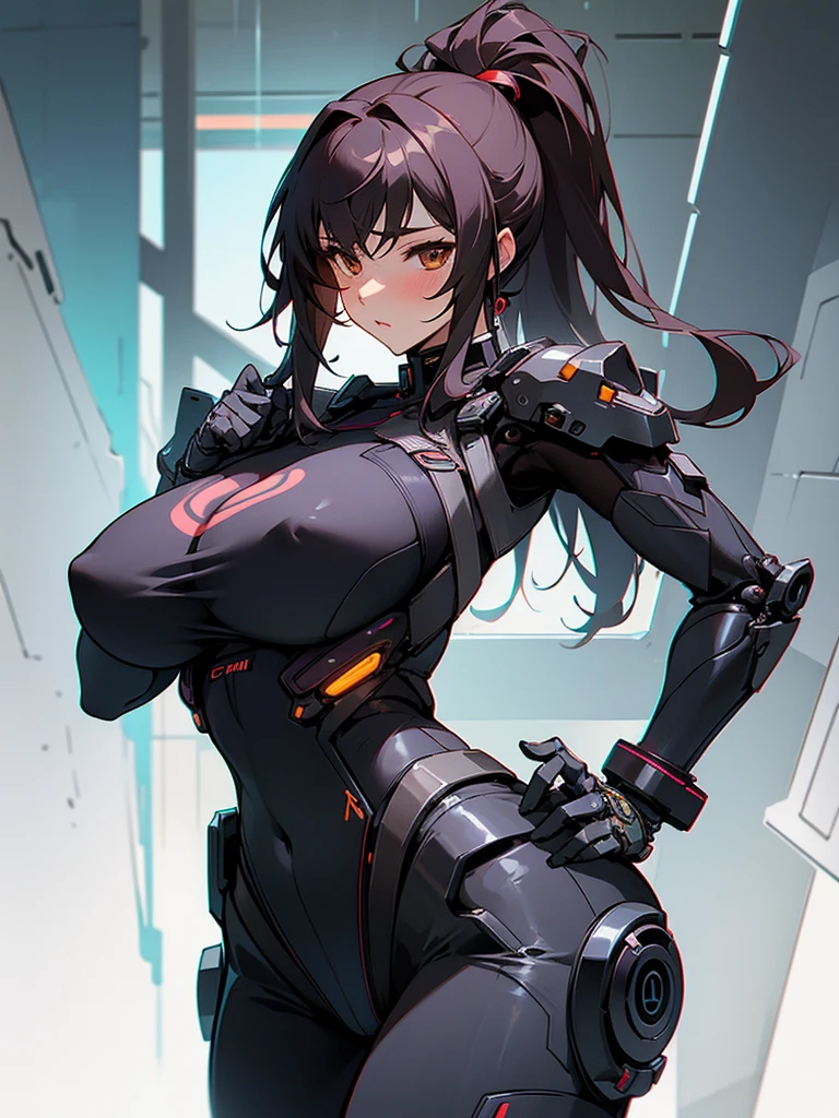 a cartoon of a woman with big breasts and large breasts, Oppai, cyberpunk oppai, Yuri Misaki, biomechanical Oppai, thick, [ conceptual artwork ]!!, I&#39;m going to make fanart too, Juri Han, de Street Fighter, must tear from the overlord, anime moe art style, impacto de ayaka genshin