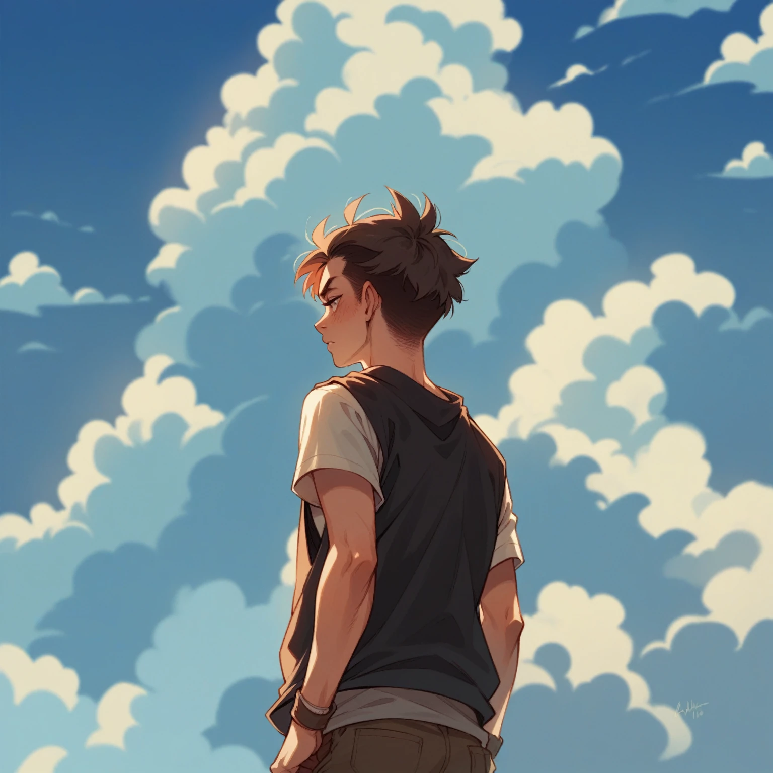 Make the picture realistic,The man's expression should be solemn and sad