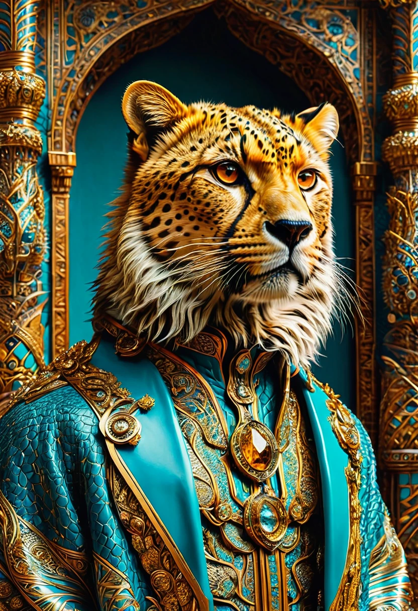 A Cheetah, by Wes Anderson, best quality, masterpiece, very aesthetic, perfect composition, intricate details, ultra-detailed