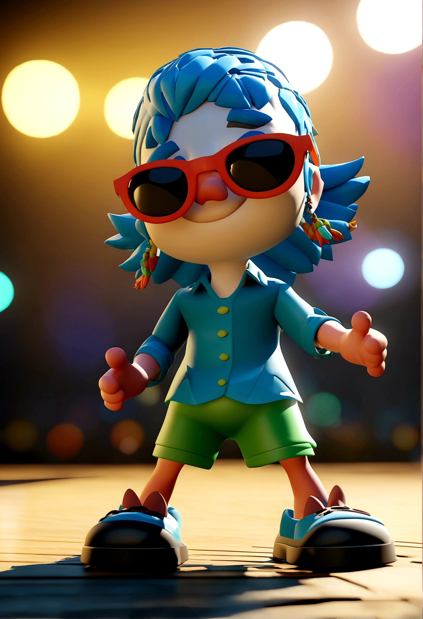 Cartoon character of a man in sunglasses and blue shirt, animation character, stylized character, animation style rendering, 3d stylized, Arnold Maya rendering, Stylized 3D rendering, toon render screenshot, 3d character, 3d character, Stylized 3D rendering, 3D character rendering, cartoon character, Personagem de close up, character posing, (Pixar-style) (master part:1.2) (bokeh) (best qualityer) (skin detailed) (detailed texture) (8K) (Argilla) (cinematic lighting) (sharp focus