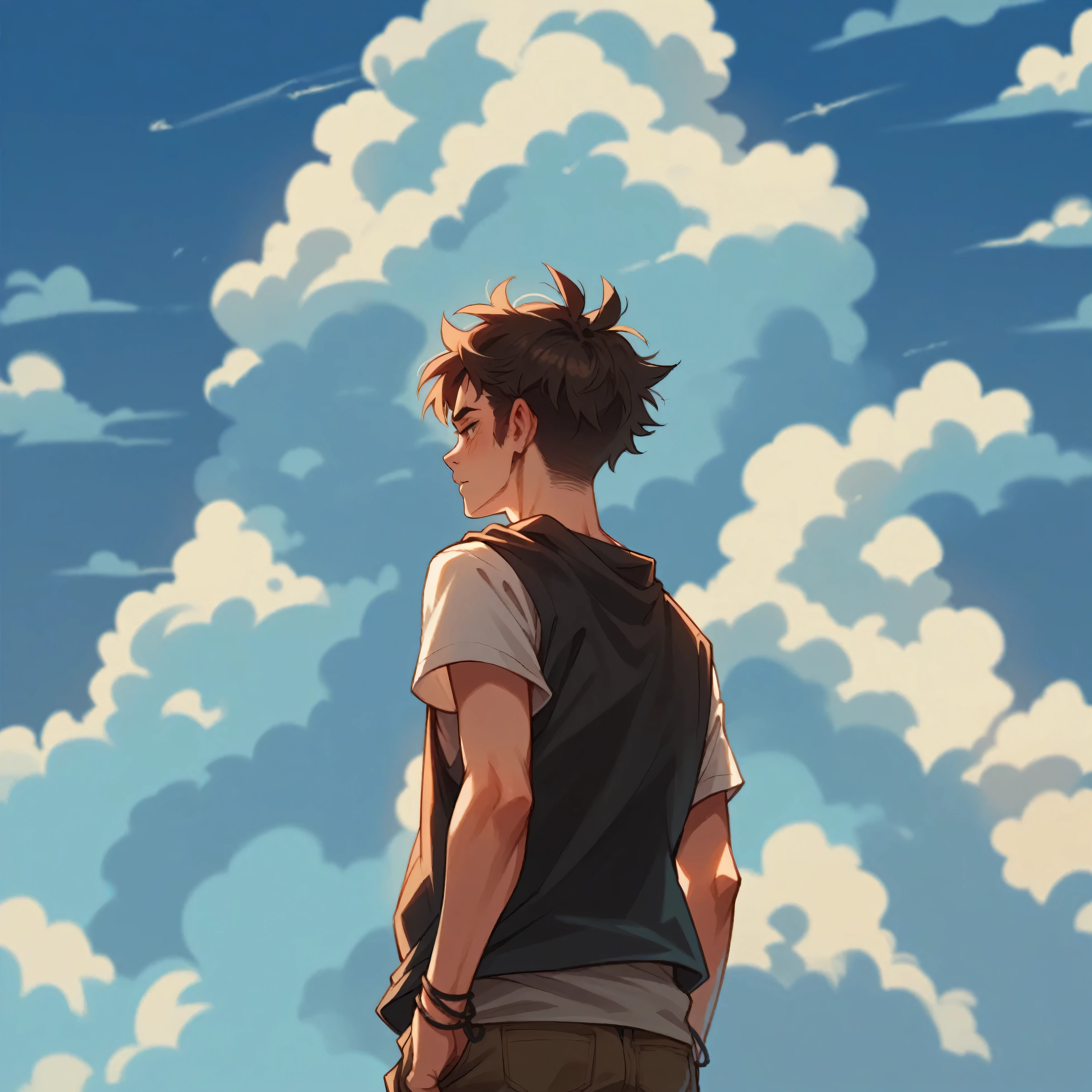 Make the picture realistic，The man&#39;s expression should be solemn and sad