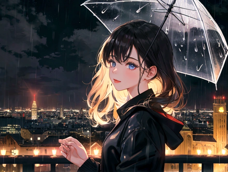 4K, 8K, masterpiece, Highest quality, Upper Body, One girl,city, night,rain