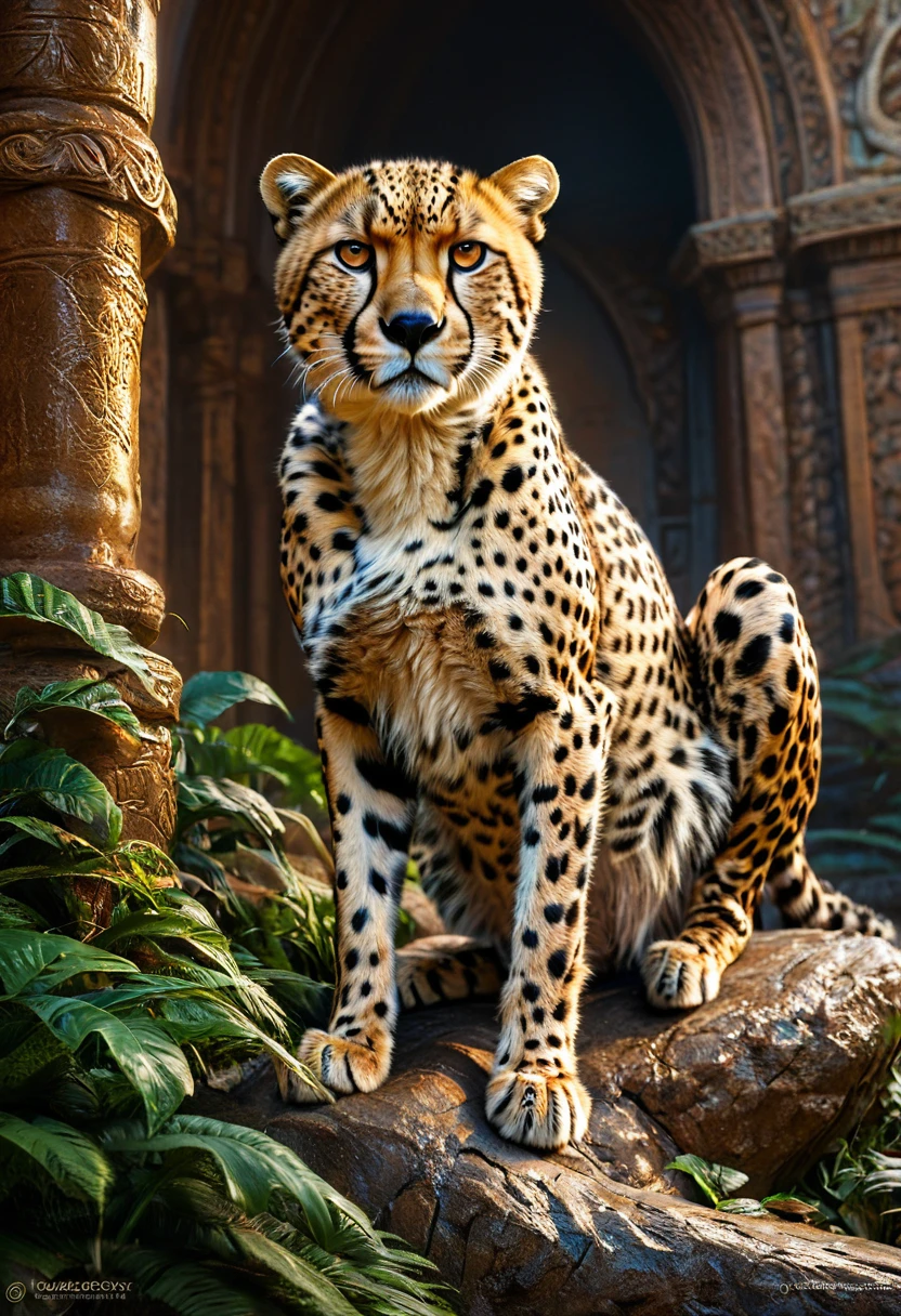 A Cheetah, by greg rutkowski, best quality, masterpiece, very aesthetic, perfect composition, intricate details, ultra-detailed