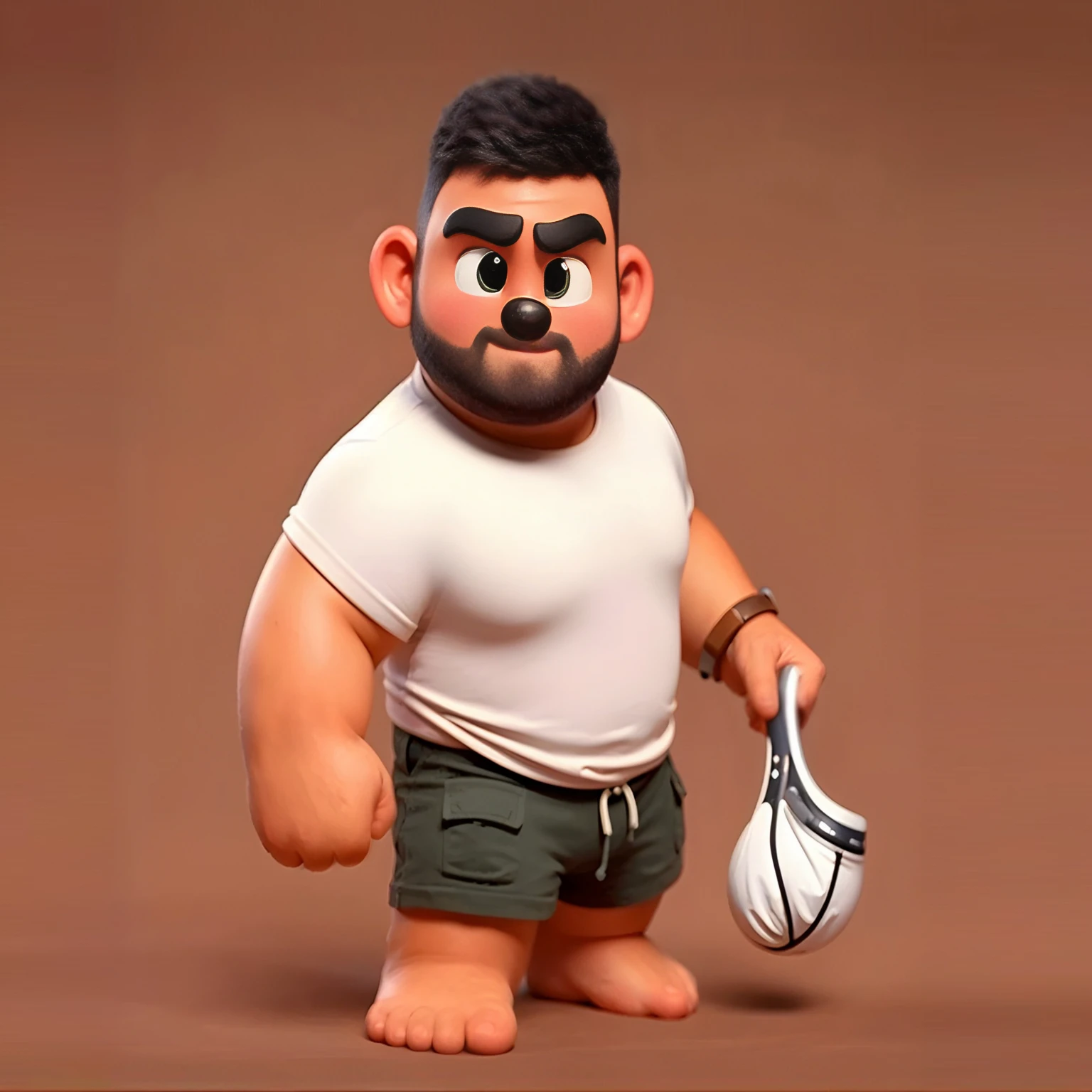 there is a Cartoon Characters of a man with a tennis racket, Muscular personality, 3d characters render, 3d characters art, 3d characters, 3d characters, Cartoon Characters, Cartoon Rendering Keyshot, Stylized characters, Personagem pequeno. Unreal Engine 5, Animated Characters, Cute 3d rendering, 3D rendering style, Stylized 3d rendering