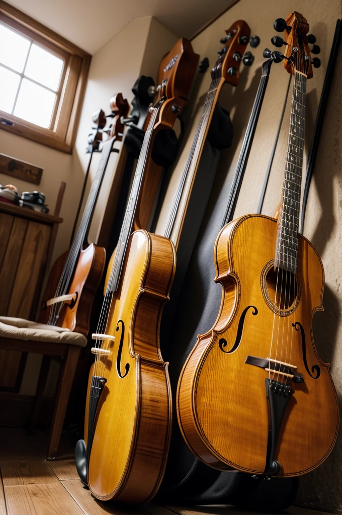 Make a sign saying GARGEM SONORA LUTHIERIA in wood , guitar instruments, violin tools