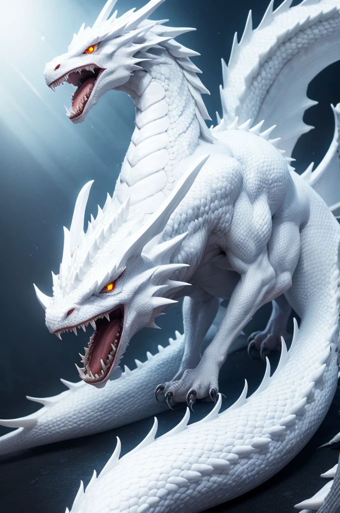 Crystalline white dragon with soft friendly features and silver eyes