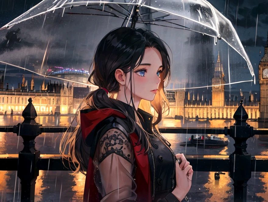 4K, 8K, masterpiece, Highest quality, Upper Body, One girl,city, night,rain,london