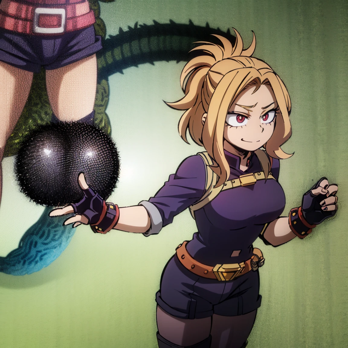 ultra-detailed, Explicit, Beautiful body, Beautiful Nose, Beautiful character design, perfect eyes, perfect face, ultra highres, 4K, beautiful legs, perfect legs, Nice hands, Perfect hand, Masterpiece, Best Quality, Highly detailed, illustration, absurdres, perfect anatomy, street fighter, doll suit, shadaloo doll, dollsuit, expressionless, blank eyes, looking at viewer, red gloves, emotionless, black latex, corrution, mind control, female combatant, full body, hypnotized, unhappy trance, full body suit, ribbed bodysuit, both arms at side, obey, perfect female body, extremely glossy latex, hypnosis, hypnoLora, empty eyes, Mind control device, poses, submissive_pose, Slave, standing straight, standing, standing at attention, hat, necktie, belt, latex, ribbed bodysuit, thighhighs, garter belt, Fighting Stance, extending the right arm from the shoulder into the air with a straightened hand, military, thigh boots, 1girl, hair ornaments, pink hair, short hair, black eyes, (((pixel-perfect, detail-perfect))), solo, 1girl, Chronoa, Dragon Ball, POINTY EARS, COLORED SKIN, PINK SKIN