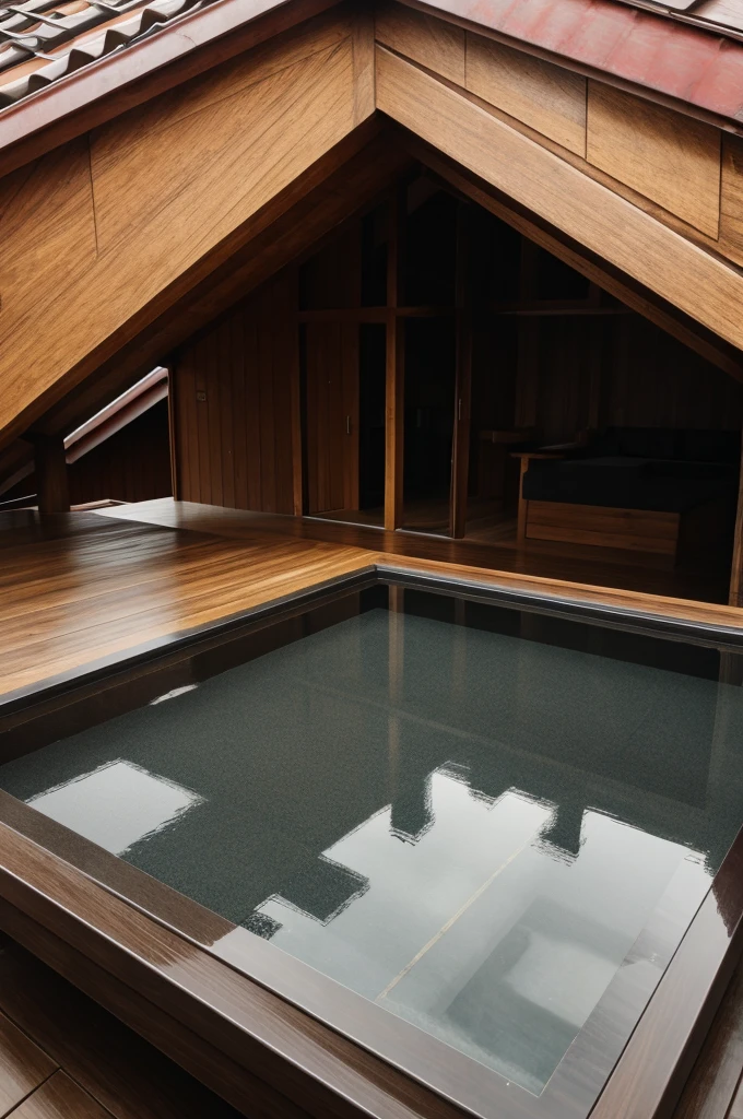 Table in the roof in rain