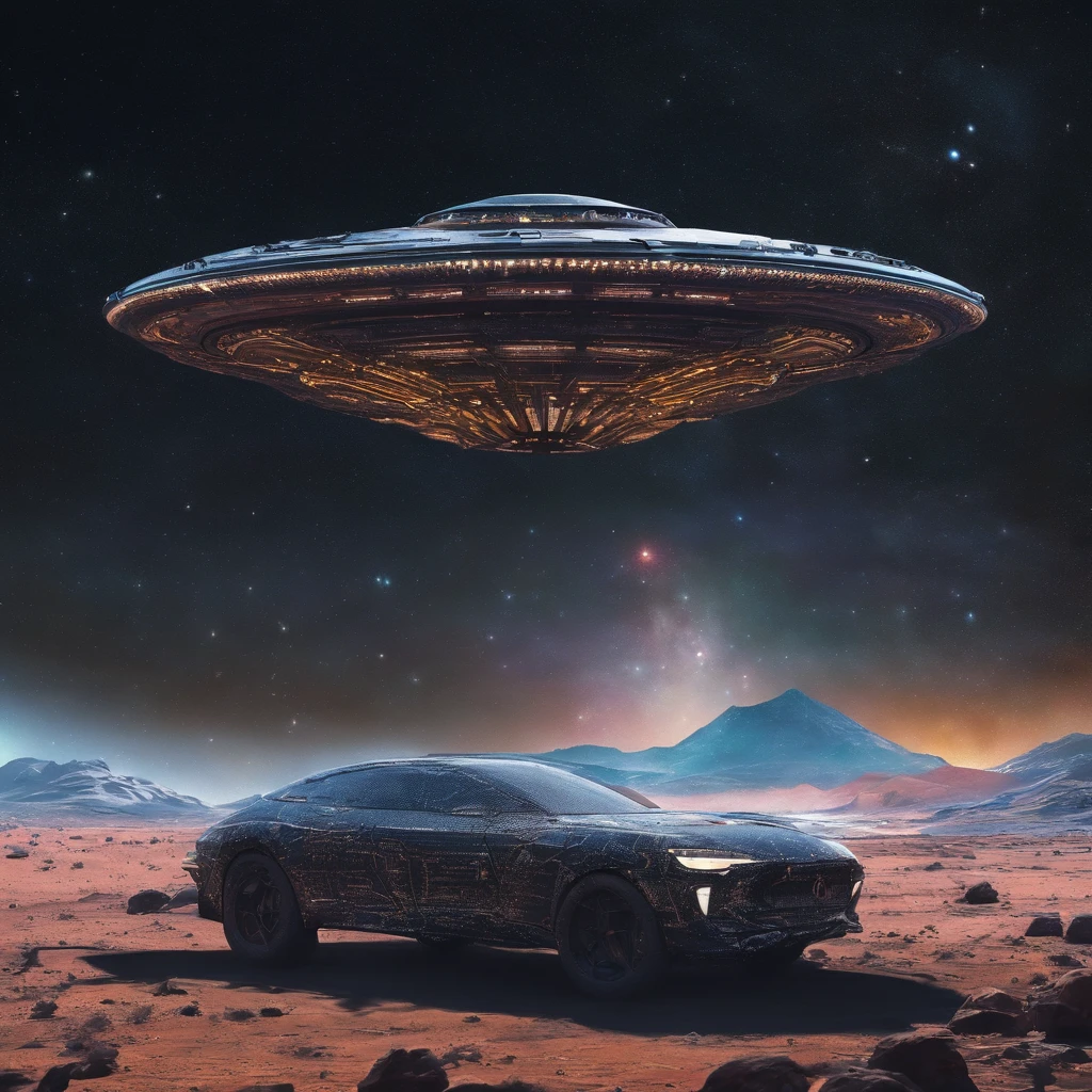 UFO、Zoom in、Milky Way、nebula、Brilliant driving
