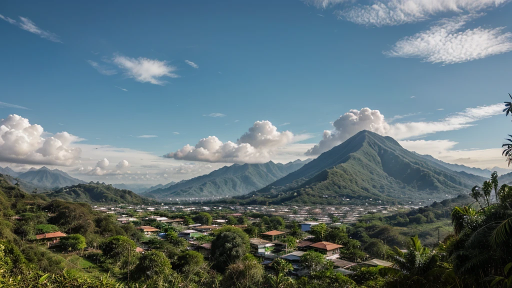 Front view of jungle landscape with Colombian mountains