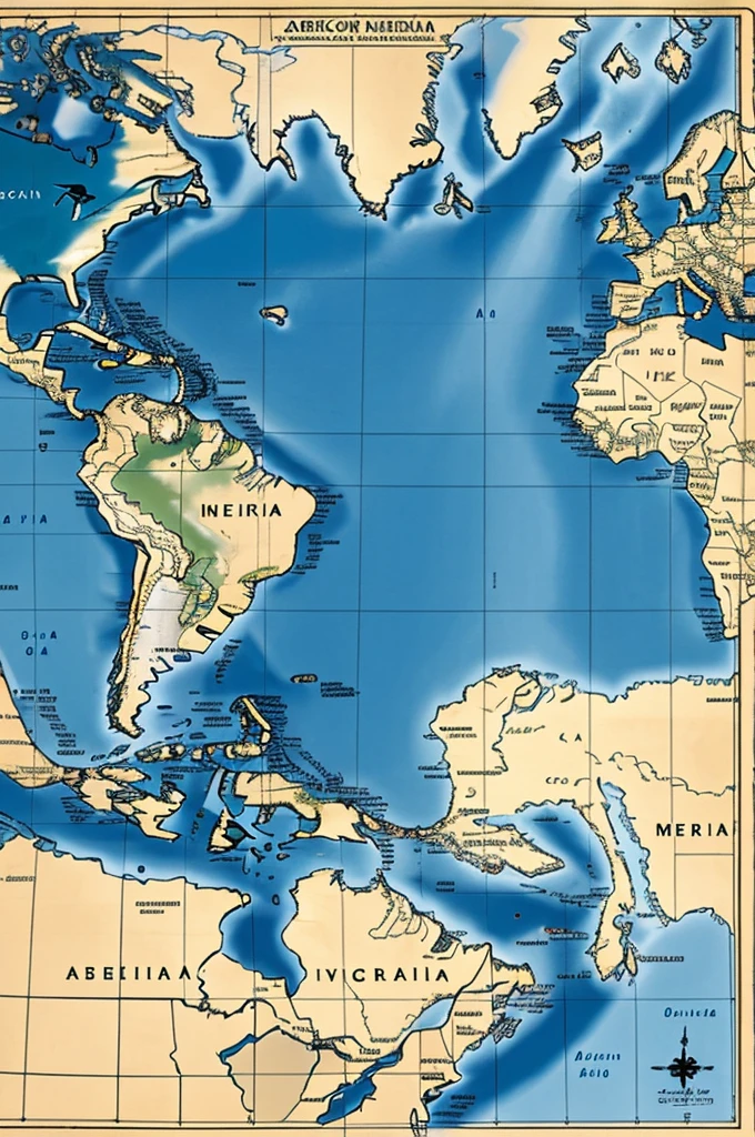 Geographic map of the American continent with a magnifying glass over the country Venezuela