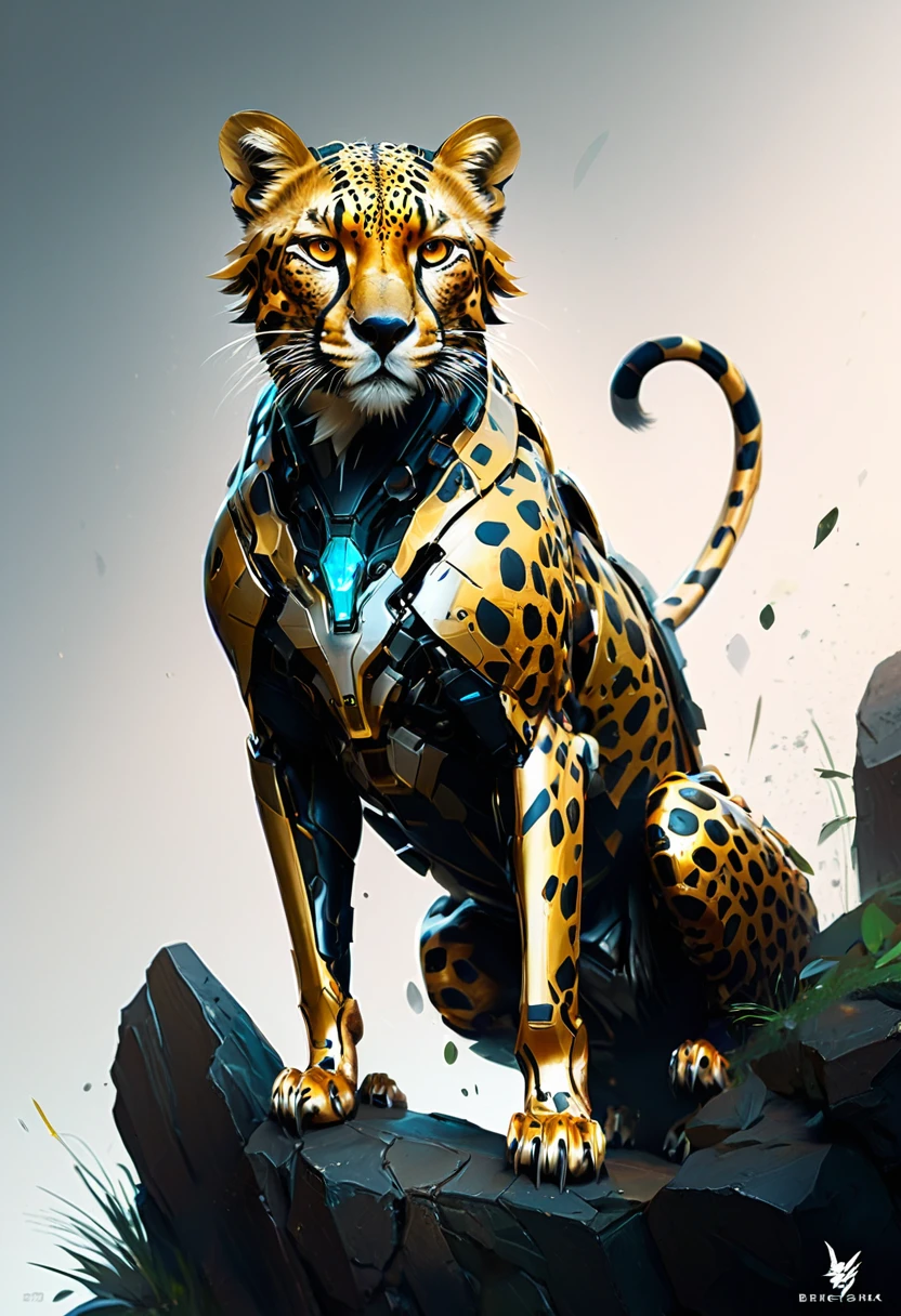 A Cheetah, by Benedick Bana, best quality, masterpiece, very aesthetic, perfect composition, intricate details, ultra-detailed