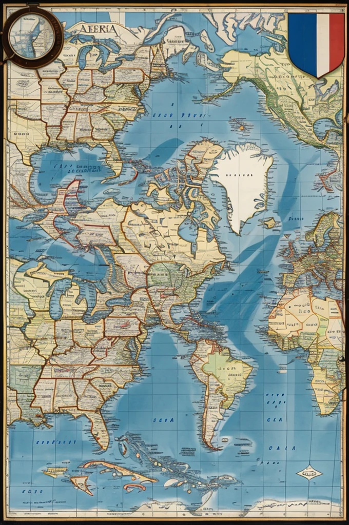 Map of the American continent with a magnifying glass in the country Venezuela 