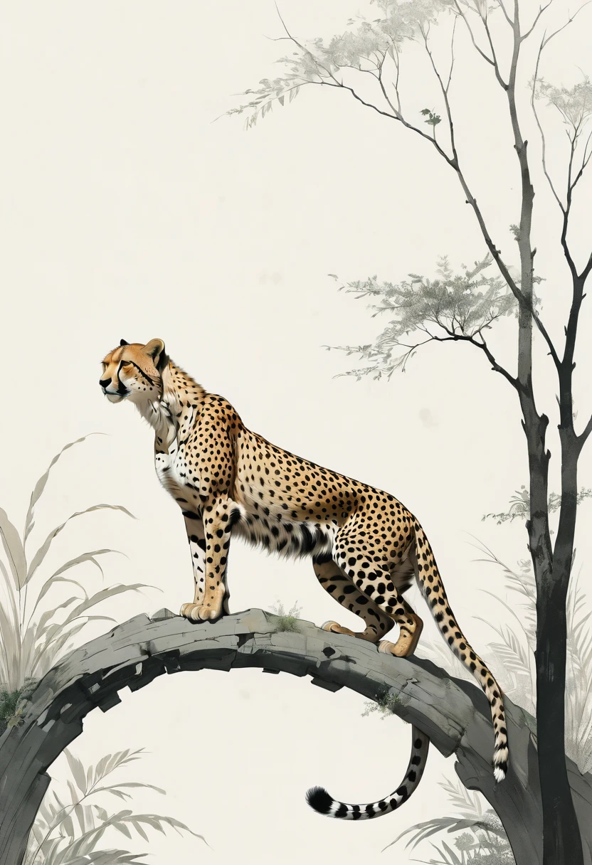 A Cheetah, by Alessandro Gottardo, best quality, masterpiece, very aesthetic, perfect composition, intricate details, ultra-detailed