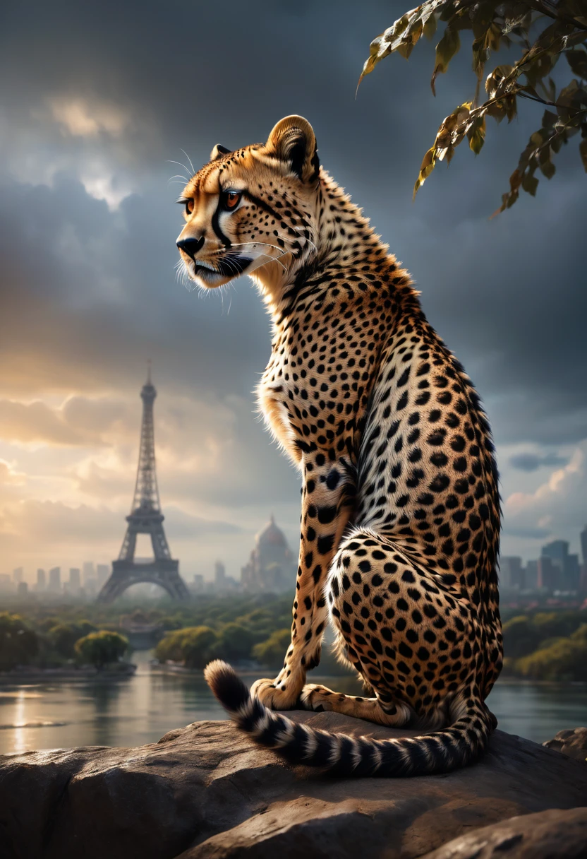 A Cheetah, by joel robison, best quality, masterpiece, very aesthetic, perfect composition, intricate details, ultra-detailed