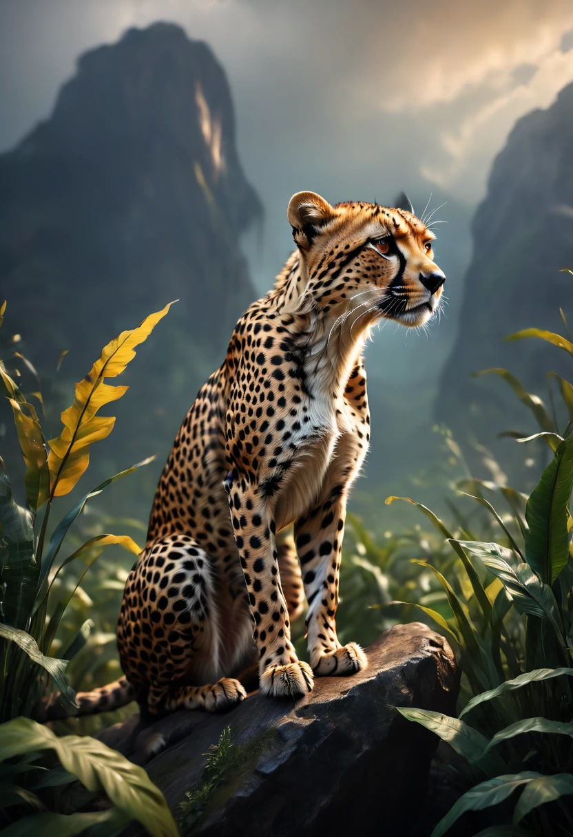 A Cheetah, by joel robison, best quality, masterpiece, very aesthetic, perfect composition, intricate details, ultra-detailed