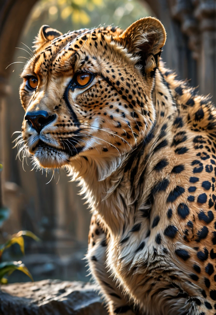 A Cheetah, by James Gurney, best quality, masterpiece, very aesthetic, perfect composition, intricate details, ultra-detailed