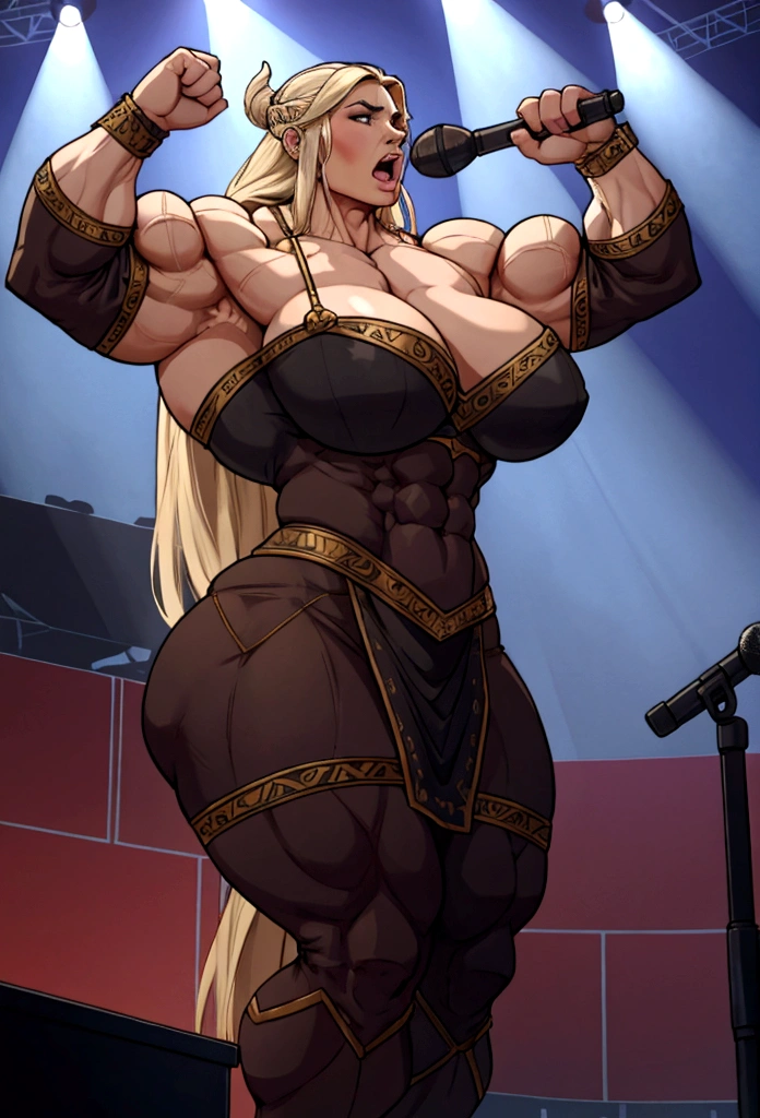 huge viking woman with muscles  sings on stage big ????