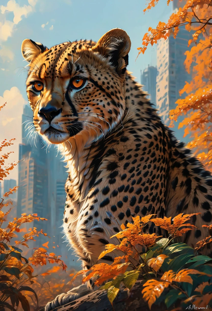 A Cheetah, by Alena Aenami, best quality, masterpiece, very aesthetic, perfect composition, intricate details, ultra-detailed