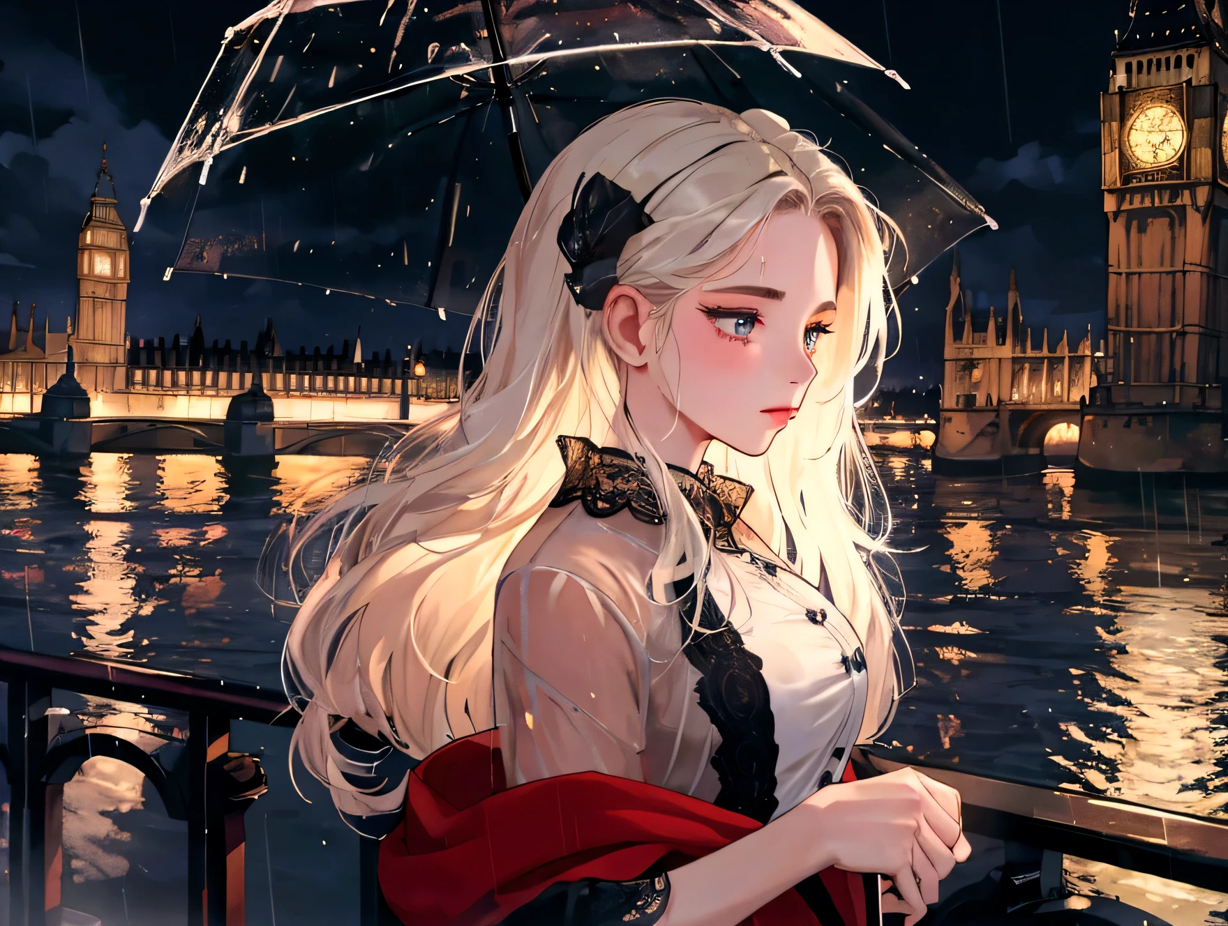 4K, 8K, masterpiece, Highest quality, Upper Body, One girl,city, night,rain,london