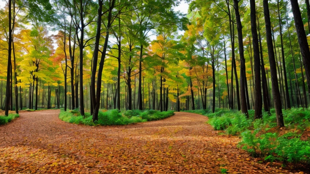 Colorful futuristic forest