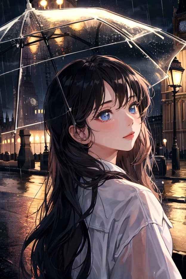 4K, 8K, masterpiece, Highest quality, Upper Body, One girl,city, night,rain,london