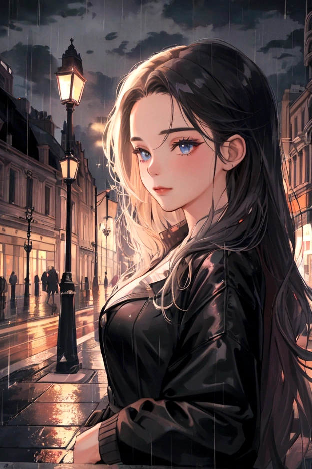 4K, 8K, masterpiece, Highest quality, Upper Body, One girl,city, night,rain,london
