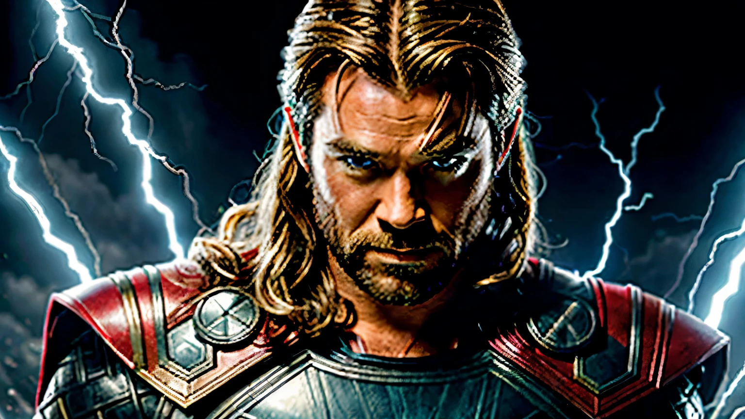 Thor with Antony Starr's face, 8k, detailed face, god of thunder, sparks and energy effects,