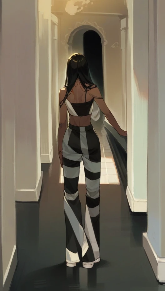 skin black, long hair with waves