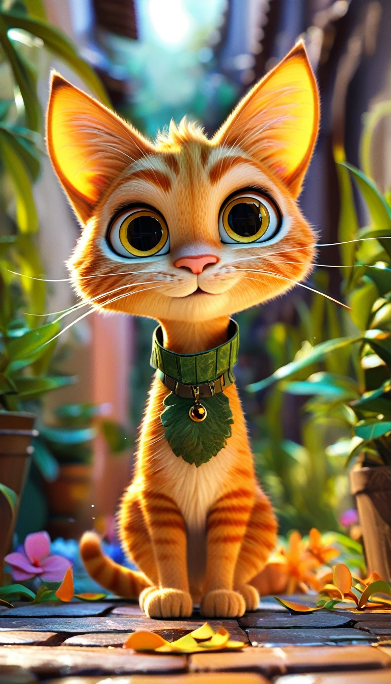 cartoon orange cat, adorable digital painting, cat ears,cute cat, cartoon, looking at viewer, cute eyes, hands, cartoon