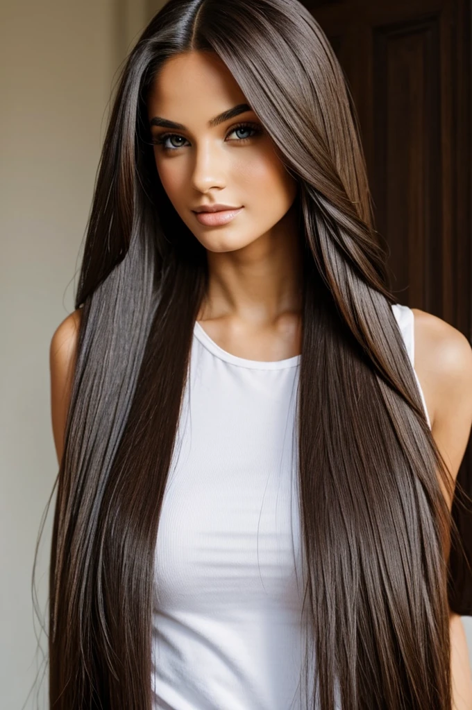 Beautiful model with long straight hair