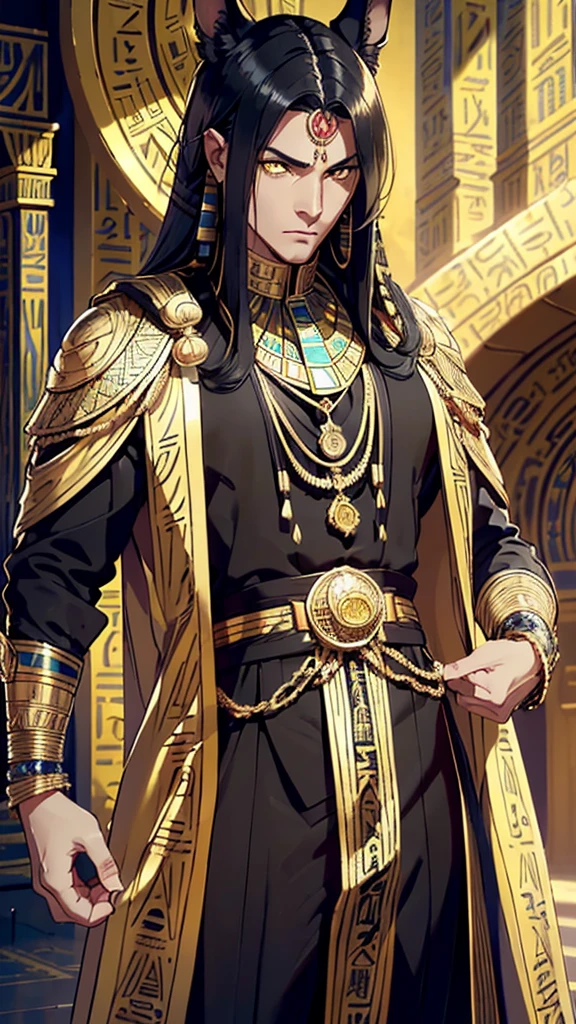 Youngh naughty man, mascle, Egyptian, dark-skinned, Anubis, (Bblack hair:1.2, estilo de cabelo Egyptian, detailed short hair), (((yellow eyes:1.3))), intricate Olhos, beautiful detailed Olhos, symmetrical Olhos, big eyes:1.5, handsome naughty man, naughty man:1.5, 1 naughty man, (mascle, Muscle, 1 naughty man, 1 naughty man, breastplate, naughty man chest, muscular), Youngh, ((1 mascle, 1 mascle, 1 naughty man, naughty man, mascle gender:1.5, handsome naughty man, mascle focus)),
serious face, mysterious,
(trajes Egyptians, Anubis ornaments), (brawny), pointy ears like Anubis, (((intricate outfit, intricate clothes, embroidered clothing, ornate outfit, Embroidered clothes, ornate clothes))), (((crystal clothing, trajes Egyptians, gold and black outfit))),
(dynamic pose:1.0), serious and majestic, (centred, scale to fit dimensions, rule of thirds),
((templo Egyptian, wasteland, atmosfera mysterious)), scenario:1.25, intricate scenario, ((fundo de templo Egyptian)),
(Glossy ornamentos Egyptians), high resolution, sharp focus, (ultra detaild, extremely detaild), (photorealistic art:1.37), (extremely detaild CG unity 8k wallpaper), (((swirly vibrant colors, vibrant theme))), (intricate), (work of art), (best qualityer), artistic photography, (photograph taken by sldr), (intricate background), perfect rendered face, perfect face details, lifelike face, photo realist, ((intricate detail)), (((真实感))).