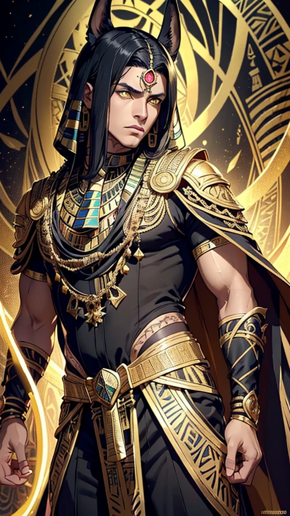 Youngh naughty man, male, Egyptian, dark-skinned, Anubis, (Bblack hair:1.2, Egyptian hair style, detailed short hair), (((yellow eyes:1.3))), intricate eyes, beautiful detailed Olhos, symmetrical Olhos, big eyes:1.5, handsome naughty man, naughty man:1.5, 1 naughty man, (male, Muscle, 1 naughty man, 1 naughty man, breastplate, naughty man chest, muscular), Youngh, ((1 male, 1 male, 1 naughty man, naughty man, male gender:1.5, handsome naughty man, male focus)),
serious face, mysterious,
(trajes Egyptians, Anubis ornaments), (brawny), pointy ears like Anubis, (((intricate outfit, intricate clothes, embroidered clothing, ornate outfit, Embroidered clothes, ornate clothes))), (((crystal clothing, trajes Egyptians, gold and black outfit))),
(dynamic pose:1.0), serious and majestic, (centred, scale to fit dimensions, rule of thirds),
((templo Egyptian, wasteland, atmosfera mysterious)), scenario:1.25, intricate scenario, ((egyptian temple background)),
(Glossy ornamentos Egyptians), high resolution, sharp focus, (ultra detaild, extremely detaild), (photorealistic art:1.37), (extremely detaild CG unity 8k wallpaper), (((swirly vibrant colors, vibrant theme))), (intricate), (work of art), (best qualityer), artistic photography, (photograph taken by sldr), (intricate background), perfect rendered face, perfect face details, lifelike face, photo realist, ((intricate detail)), (((Reality))).