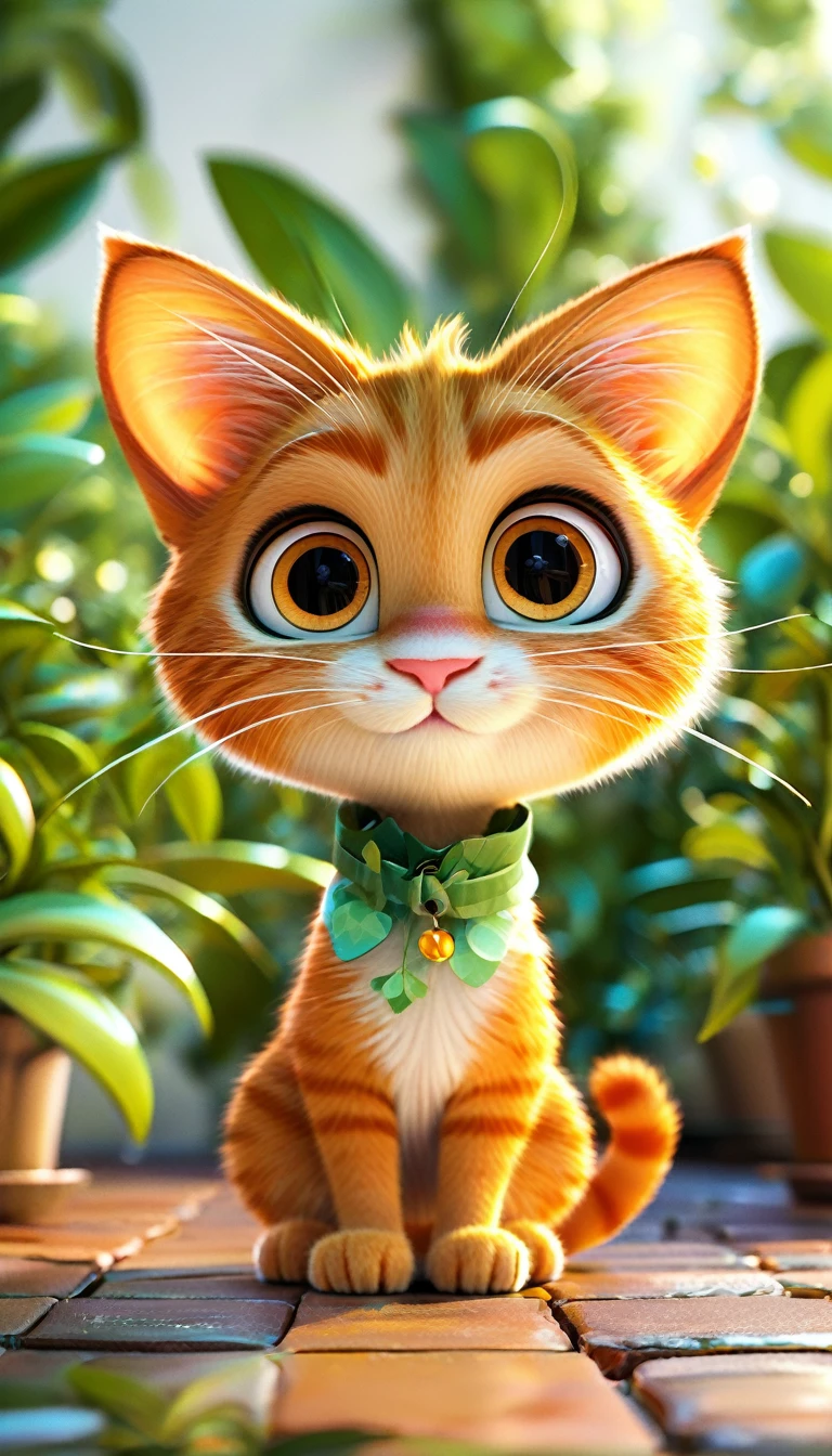 cartoon orange cat, adorable digital painting, cat ears,cute cat, cartoon, looking at viewer, cute eyes, hands, cartoon, white background