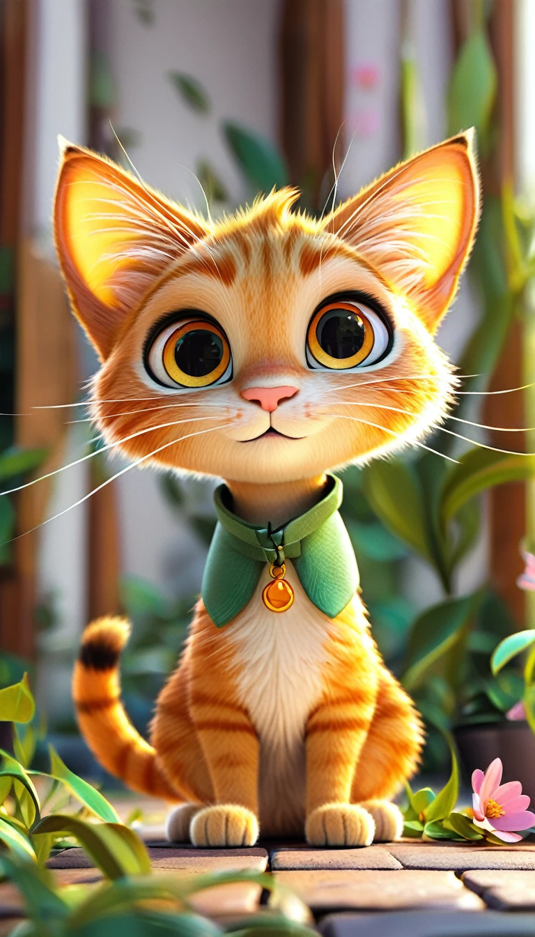cartoon orange cat, adorable digital painting, cat ears,cute cat, cartoon, looking at viewer, cute eyes, hands, cartoon, white background