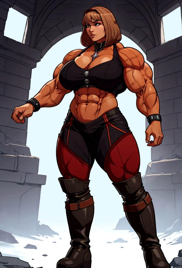 huge mom woman with muscles hard abs full of energy long boots  max life is strange 