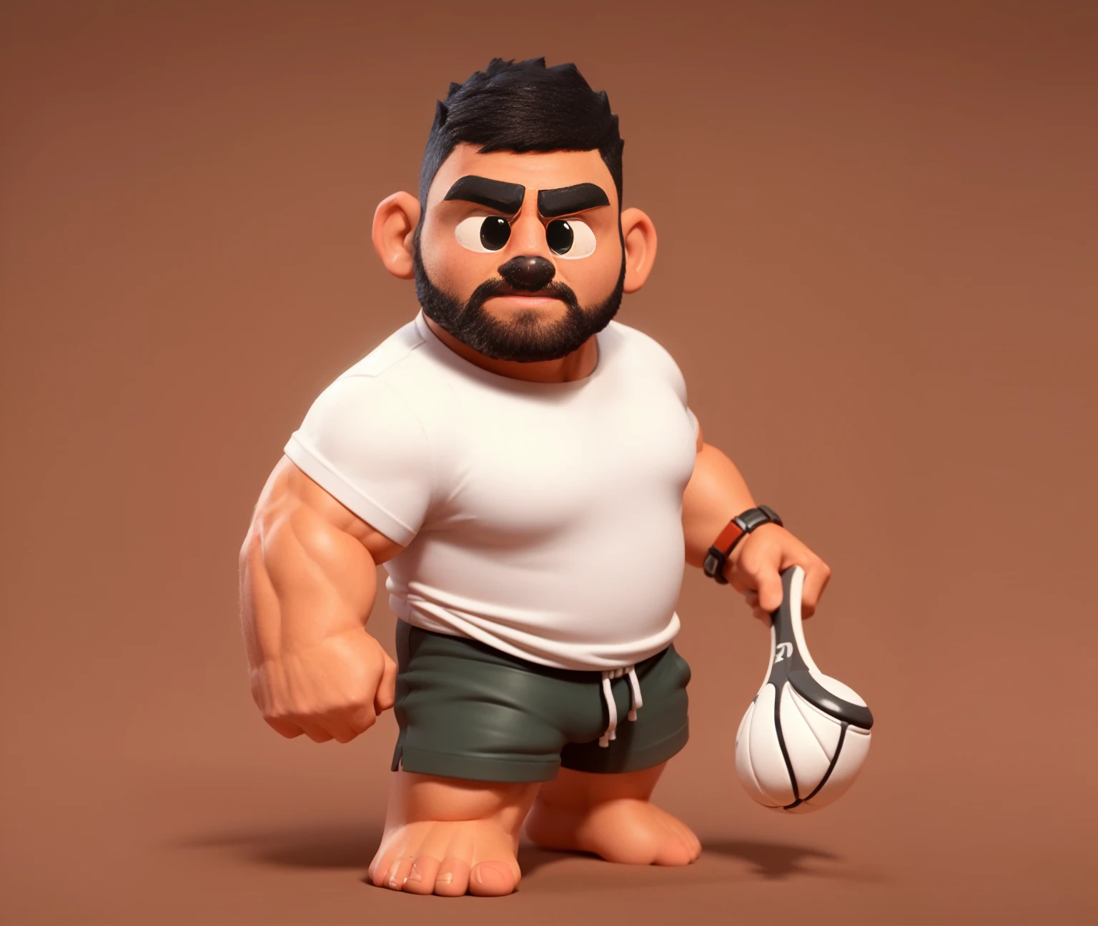 there is a Cartoon Characters of a man with a tennis racket, Muscular personality, 3d characters render, 3d characters art, 3d characters, 3d characters, Cartoon Characters, Cartoon Rendering Keyshot, Stylized characters, Personagem pequeno. Unreal Engine 5, Animated Characters, Cute 3d rendering, 3D rendering style, Stylized 3d rendering