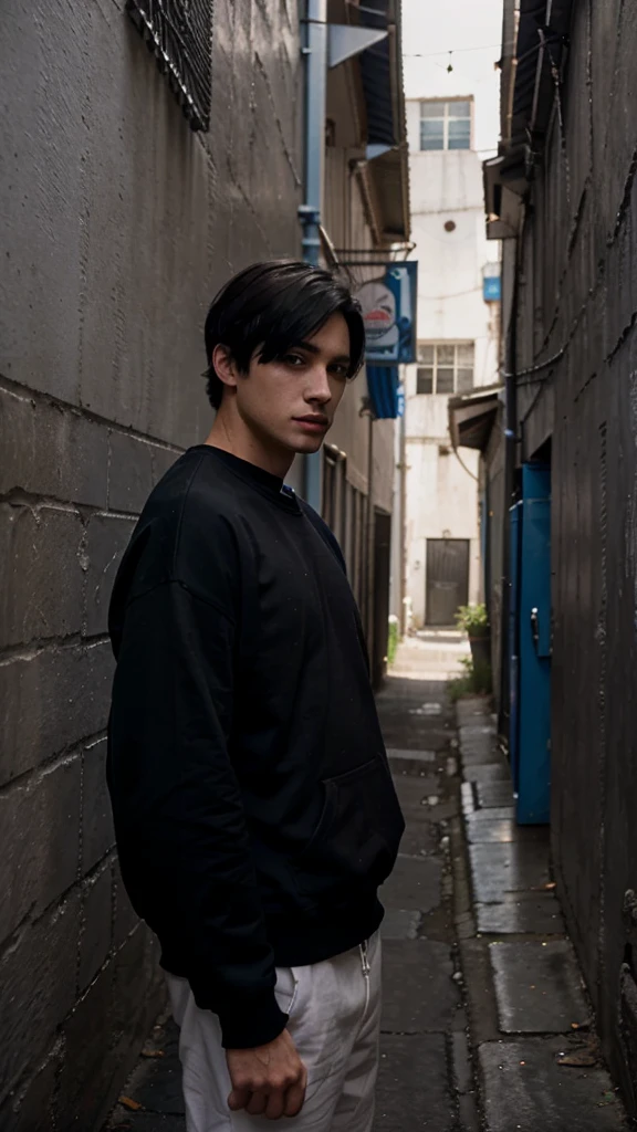 Pretty white boy, Short straight hair, white hair , black turtleneck costumes, ken kaneki mask from Tokyo Ghoul