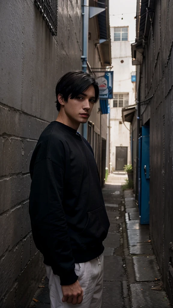 Pretty white boy, Short straight hair, white hair , black turtleneck costumes, ken kaneki mask from Tokyo Ghoul