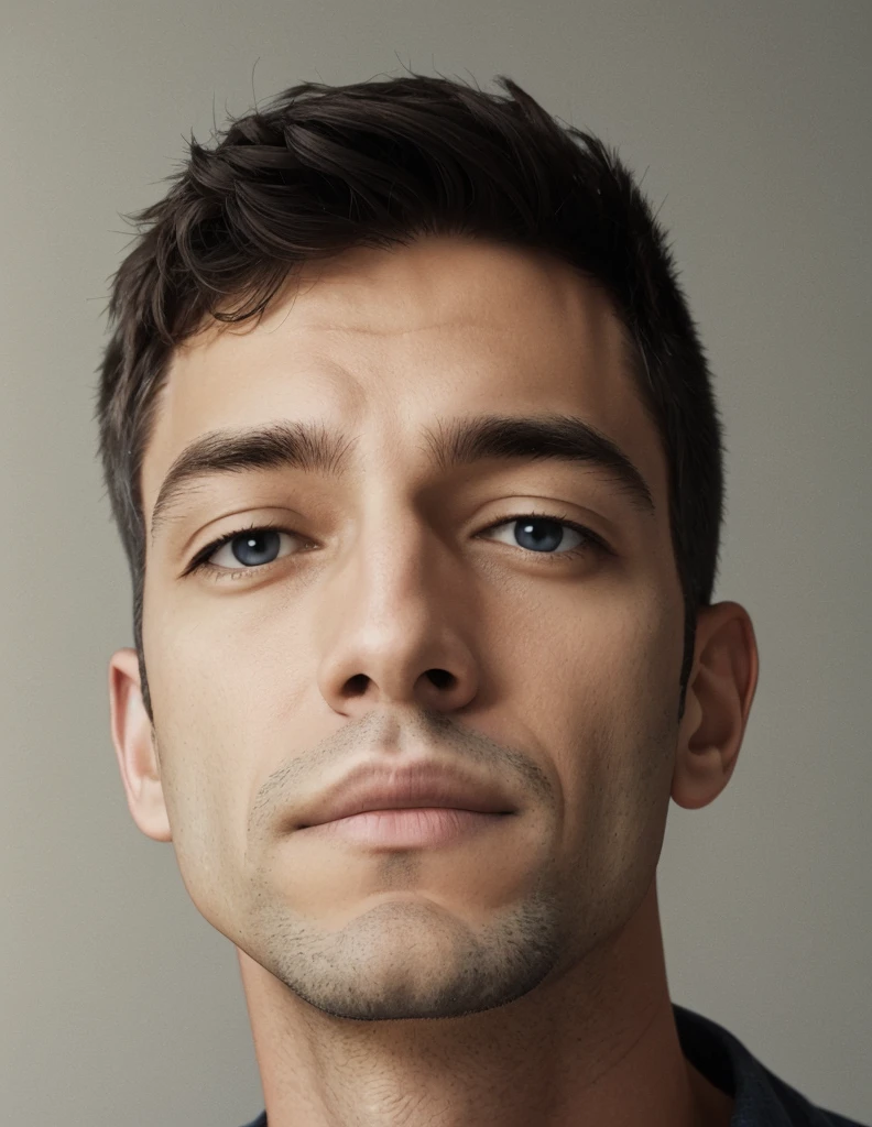 Man sideways with a gray background and a light outline.