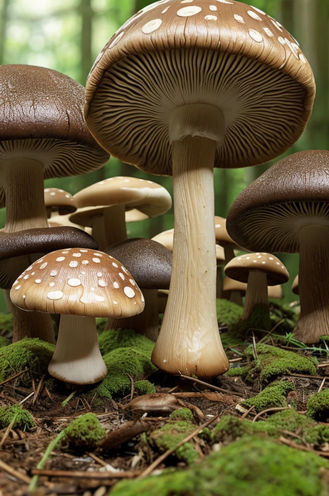An animated mushroom with a mushroom haircut and its roots visible below