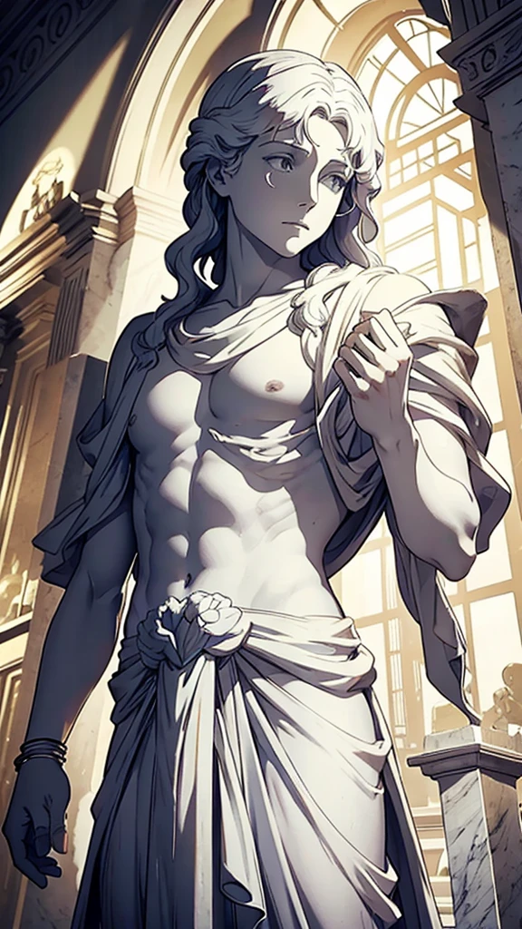 All-white marble statue