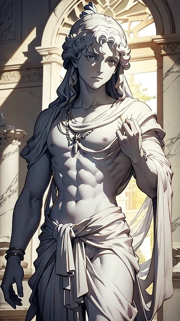 All-white marble statue 