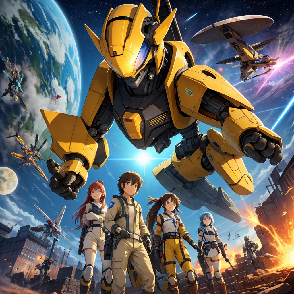 In a world where natural crises and attacks from mysterious creatures threaten the Earth, a group of young scientists and engineers come together to build and fly a giant robot. Akira Tanaka, project leader and robotics genius, guides the team with determination and vision. Hana Miyazaki, energy and propulsion specialist, ensures robot functionality in adverse conditions. Ren Suzuki, Experienced pilot and strategist, is chosen to command the robot on the battlefield. Sakura Yamamoto, talented biologist, strengthens the robot against biological threats. Riku Nakamura, brilliant hacker, protects systems against intrusions and ensures the security of operations.
As the project progresses, the group faces challenges that test their technical skills and friendship bonds. With Earth on the brink of destruction, Your mission becomes even more crucial. They must overcome personal differences and adversity to save humanity from the forces that threaten its existence..