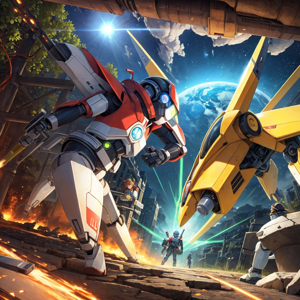 In a world where natural crises and attacks from mysterious creatures threaten the Earth, a group of young scientists and engineers come together to build and fly a giant robot. Akira Tanaka, project leader and robotics genius, guides the team with determination and vision. Hana Miyazaki, energy and propulsion specialist, ensures robot functionality in adverse conditions. Ren Suzuki, Experienced pilot and strategist, is chosen to command the robot on the battlefield. Sakura Yamamoto, talented biologist, strengthens the robot against biological threats. Riku Nakamura, brilliant hacker, protects systems against intrusions and ensures the security of operations.

As the project progresses, the group faces challenges that test their technical skills and friendship bonds. With Earth on the brink of destruction, Your mission becomes even more crucial. They must overcome personal differences and adversity to save humanity from the forces that threaten its existence..